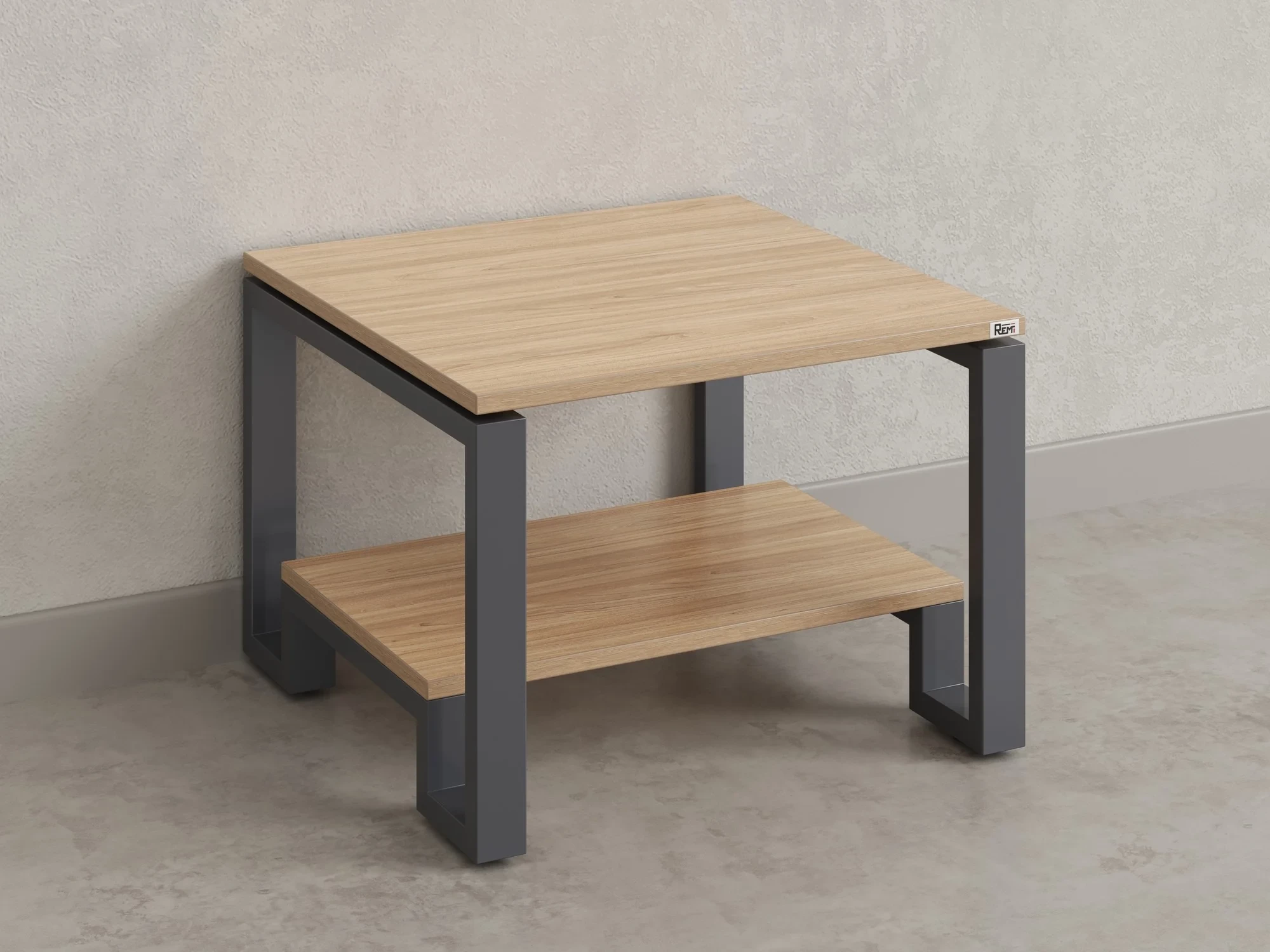 Журнальный стол с полкой 800x700x550 RM181-8x7 Вяз Швейцарский светлый/Серый