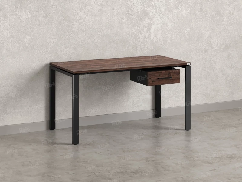 Стол прямой с подвесной тумбой, П-опора 1600x600x750 RM038-16x6 Дуб Апрельский шоколад/Черный