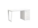Стол прямой с тумбой на U-образных опоре, правый 1800x700x750 RM101-18x7 Белый/Белый