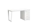 Стол прямой с тумбой на U-образных опоре, правый 1800x700x750 RM101-18x7 Белый/Белый