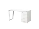 Стол прямой с тумбой на U-образных опоре, правый 1800x700x750 RM101-18x7 Белый/Белый