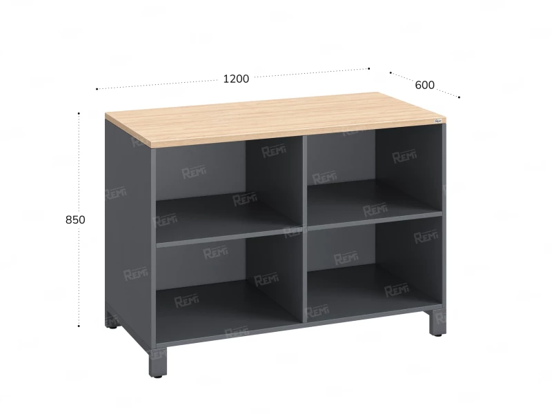 Стеллаж низкий, 4 ячейки 1200х600х850 RM145-12x6 Вяз Швейцарский светлый/Серый