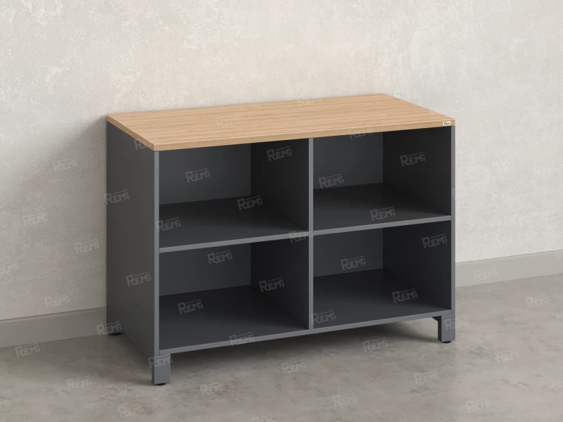 Стеллаж низкий, 4 ячейки 1200х600х850 RM145-12x6 Вяз Швейцарский светлый/Серый