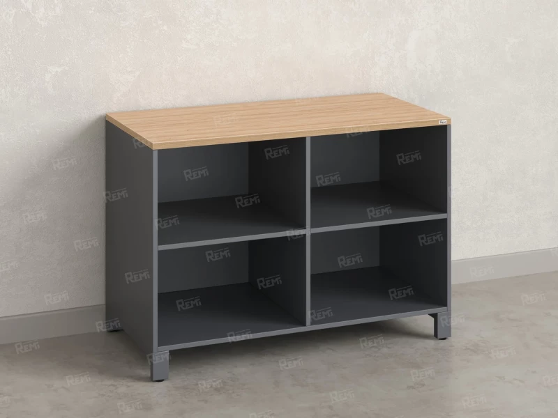 Стеллаж низкий, 4 ячейки 1200х600х850 RM145-12x6 Вяз Швейцарский светлый/Серый