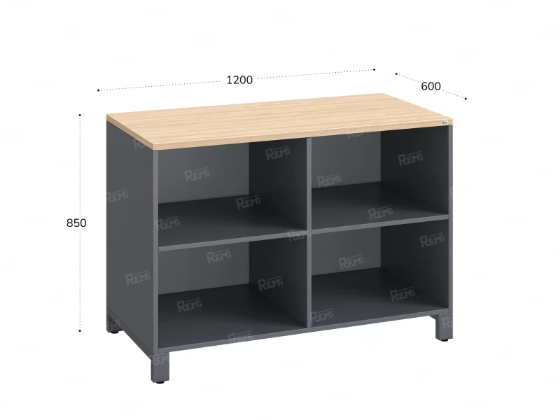 Стеллаж низкий, 4 ячейки 1200х600х850 RM145-12x6 Вяз Швейцарский светлый/Серый