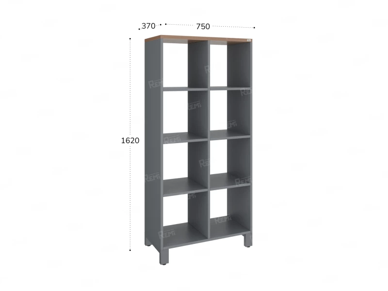 Стеллаж, 8 ячеек 750х370х1620 RM139-75x37 Дуб Юстус/Серый