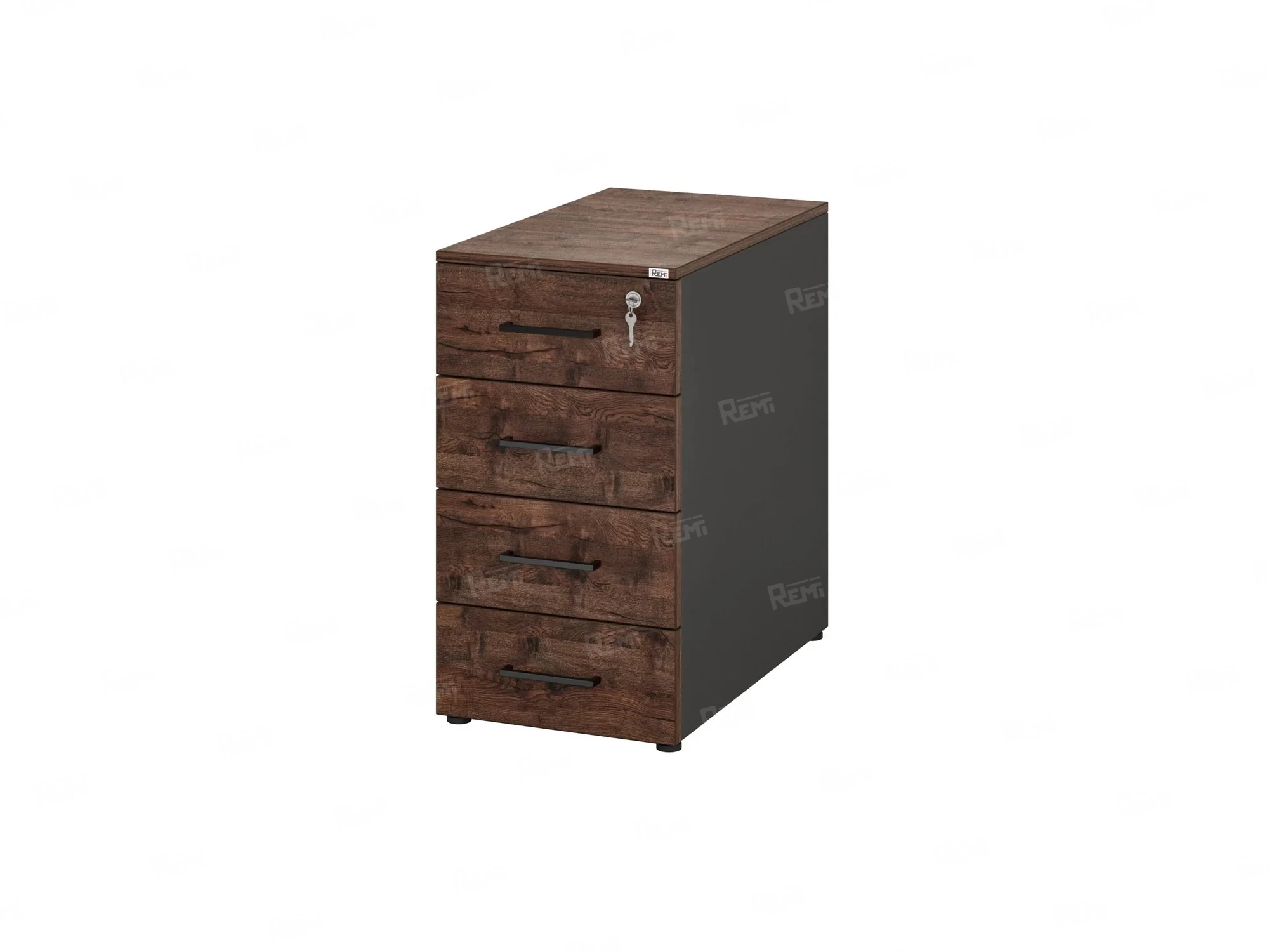 Тумба приставная, 4 ящика 400x600x750 RM121-40x60 Дуб Апрельский шоколад/Черный