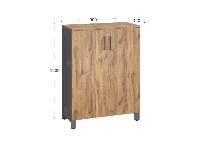 Шкаф распашной, 3 уровня 900x420x1200 RM149-90x42 Дуб Юстус/Серый