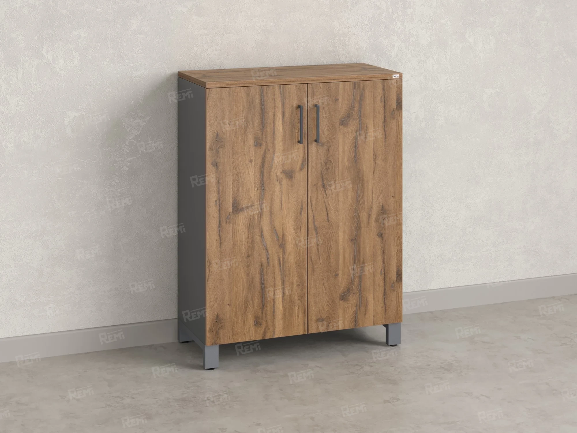 Шкаф распашной, 3 уровня 900x420x1200 RM149-90x42 Дуб Юстус/Серый