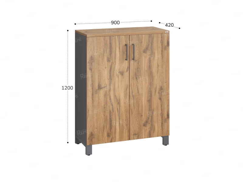 Шкаф распашной, 3 уровня 900x420x1200 RM149-90x42 Дуб Юстус/Серый