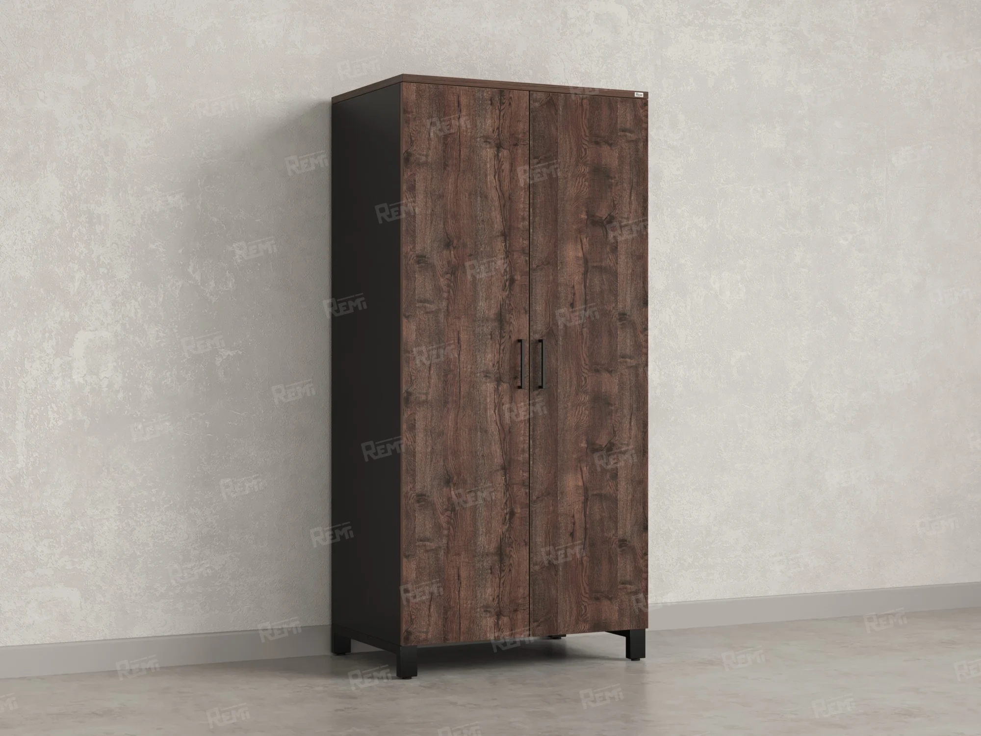 Гардероб, штанга, 1 полка 900x600x1900 RM158-90x60 Дуб Апрельский шоколад/Черный