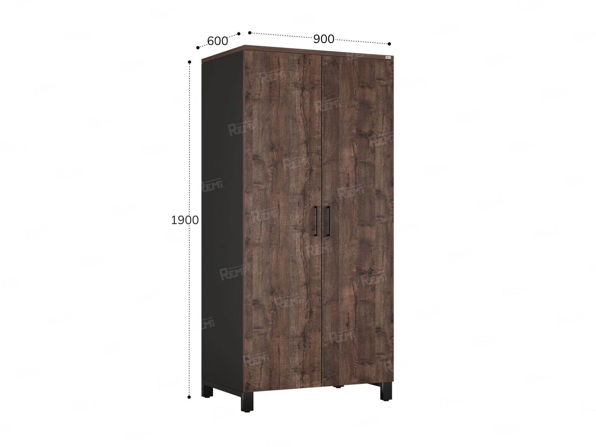 Гардероб, штанга, 1 полка 900x600x1900 RM158-90x60 Дуб Апрельский шоколад/Черный