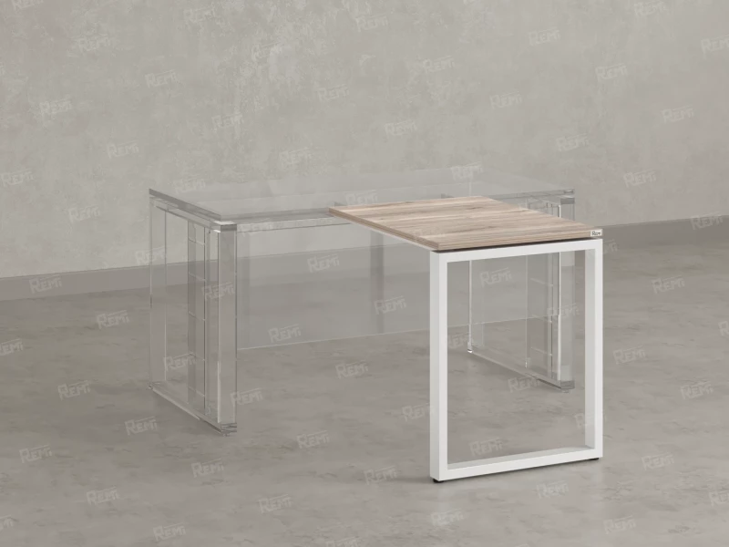 Брифинг прямой, с парящей столешнецей, на О-образном каркасе 1300x600x750 RM072-13x6 Дуб Маувелла/Белый