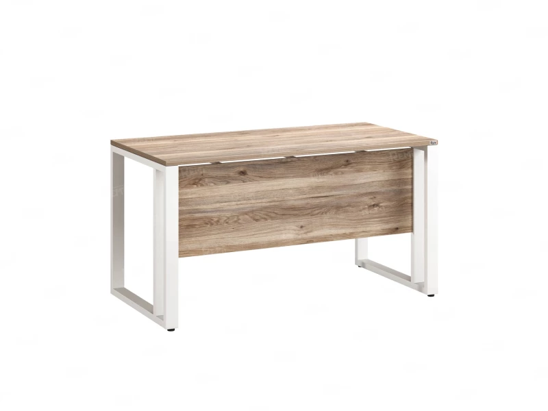 Стол прямой на О-образных опорах с экраном ЛДСП 1000x700x750 RM041-10x7 Дуб Маувелла/Белый