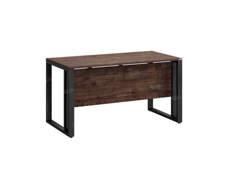 Стол прямой на О-образных опорах с экраном ЛДСП 1400x800x750 RM041-14x8 Дуб Апрельский шоколад/Черный