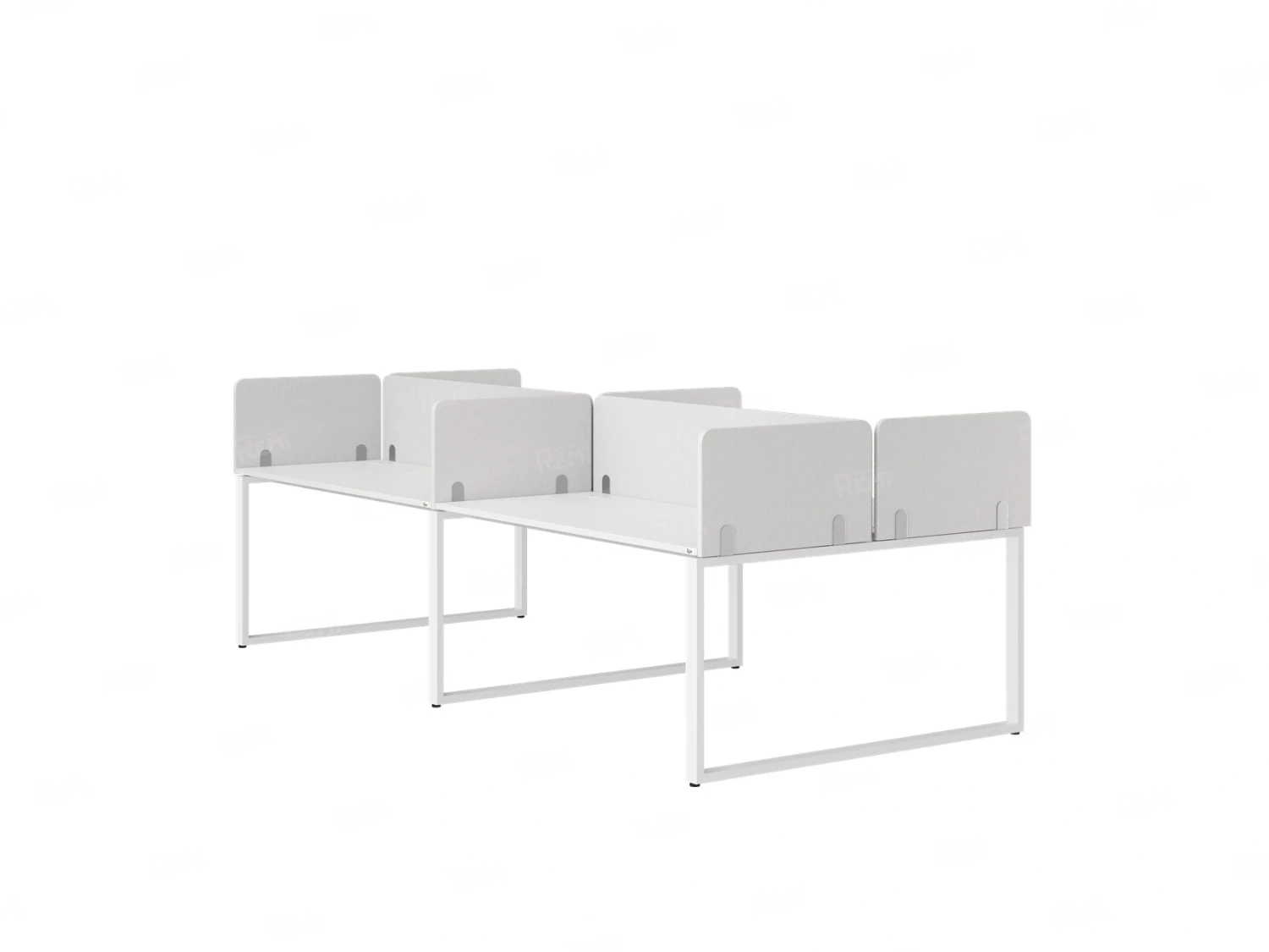 Бенч-система, 4 рабочих места, на О-образных опорах, 8 тканевых экранов 2800x1200x750 RM170-1-14x12 Белый/Белый