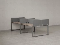 Бенч-система, 4 рабочих места, на О-образных опорах, 8 тканевых экранов 3600x1200x750 RM170-1-18x12 Дуб Маувелла/Серый