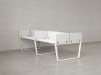 Бенч-система, 4 рабочих места, на U-образных опорах, 8 тканевых экранов 3200x1600x750 RM173-1-16x16 Белый/Белый