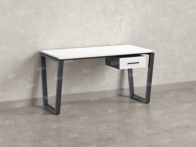 Стол прямой с подвесной тумбой, U-опора 1800x700x750 RM034-18x7 Белый/Серый