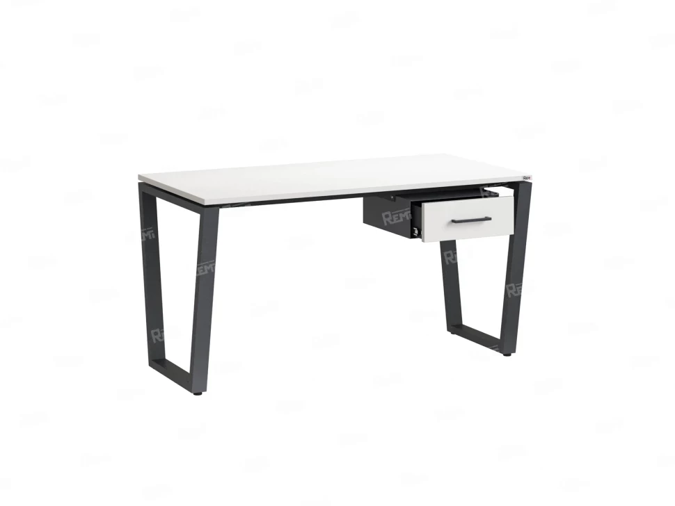 Стол прямой с подвесной тумбой, U-опора 1800x700x750 RM034-18x7 Белый/Серый