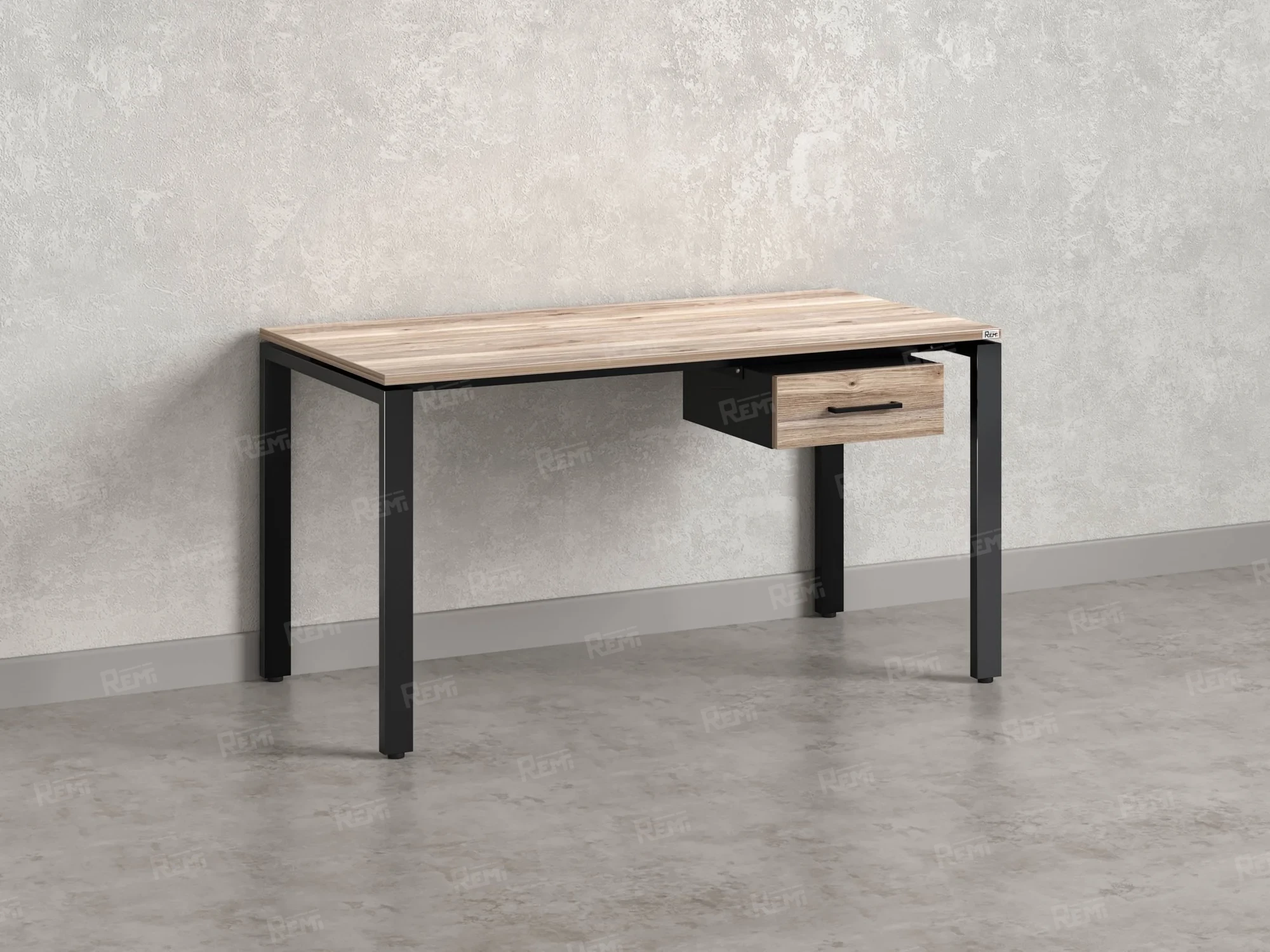 Стол прямой с подвесной тумбой, П-опора 1800x700x750 RM038-18x7 Дуб Маувелла/Черный