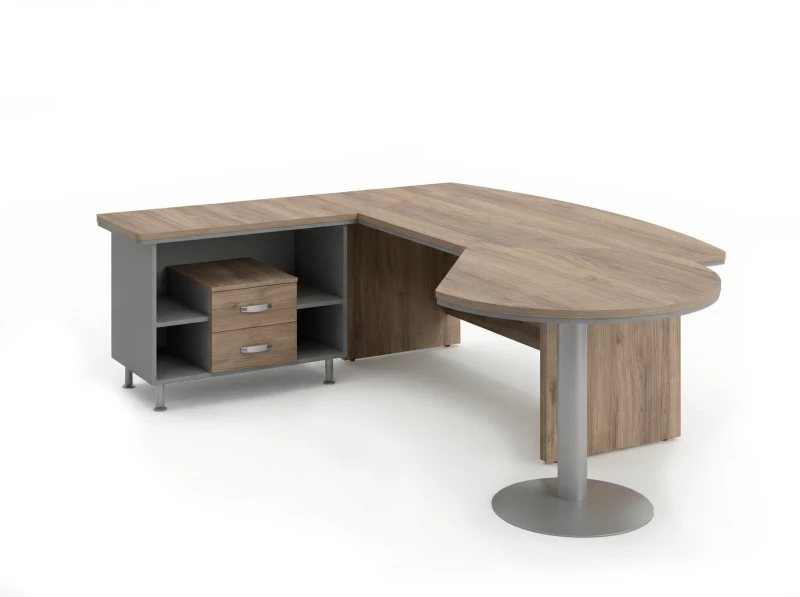 BRL RB072-255x200L Стол рук-ля L угл. бриф и тумба 2 ящ. 2550х2000х760 Шорвуд/Серый вулканический