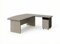 BRL RB071-180x200R Стол руководителя угловой R с тумбой 3 ящика 1800х2000х760 Шорвуд/Черный