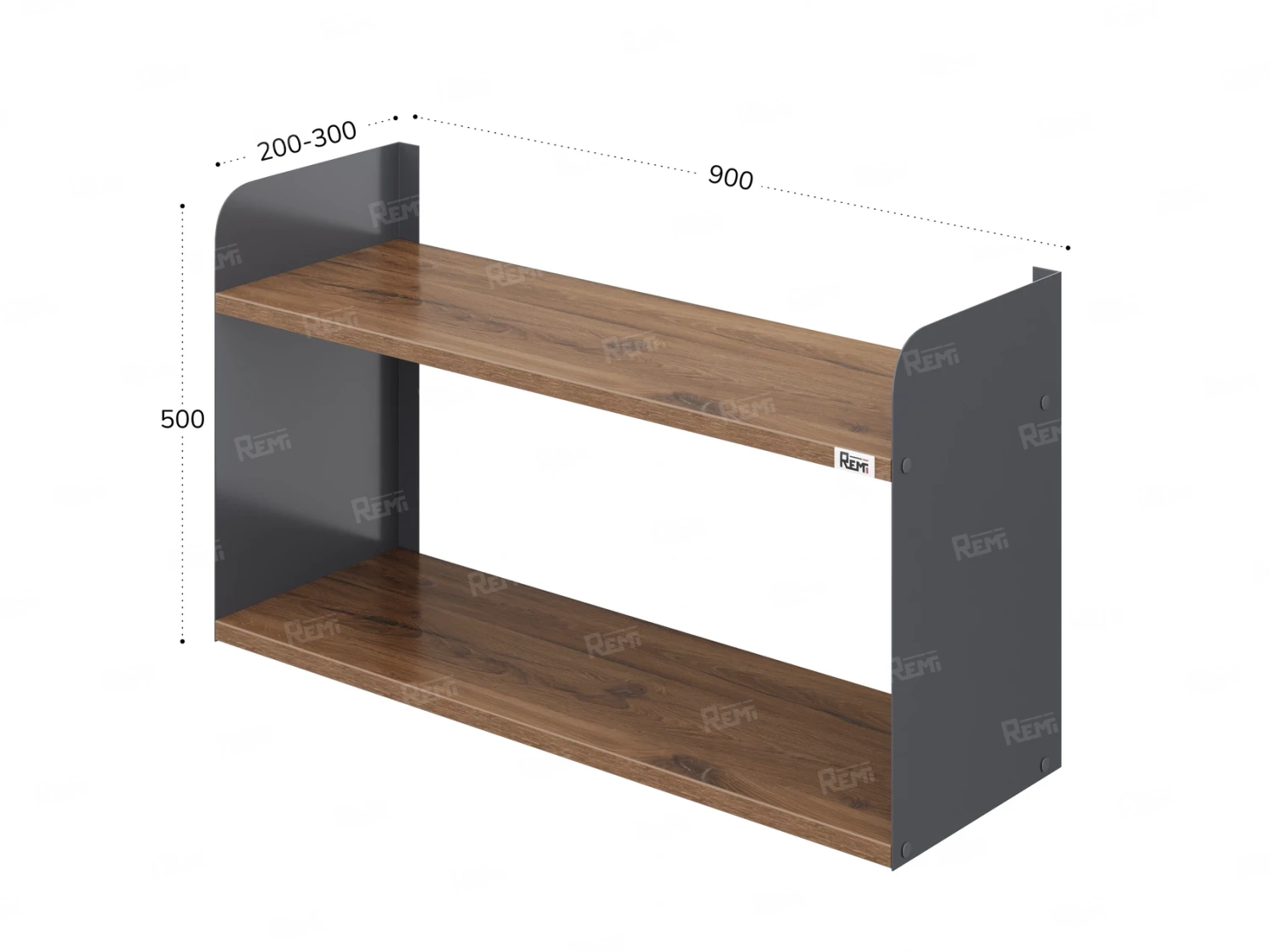 Полка настенная 900x200x500 RM190-90x20 Дуб Юстус/Серый