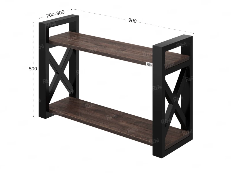 Полка настенная 900x300x500 RM196-90x30 Дуб Апрельский шоколад/Черный