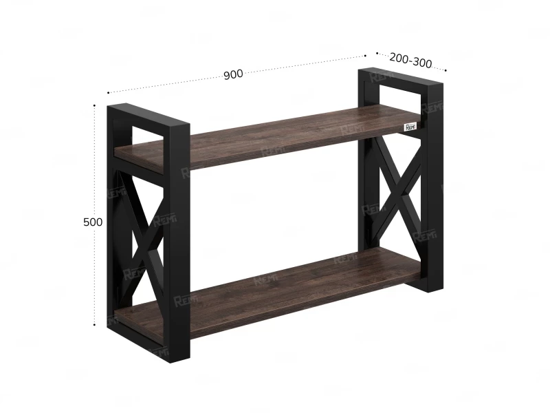 Полка настенная 900x300x500 RM196-90x30 Дуб Апрельский шоколад/Черный
