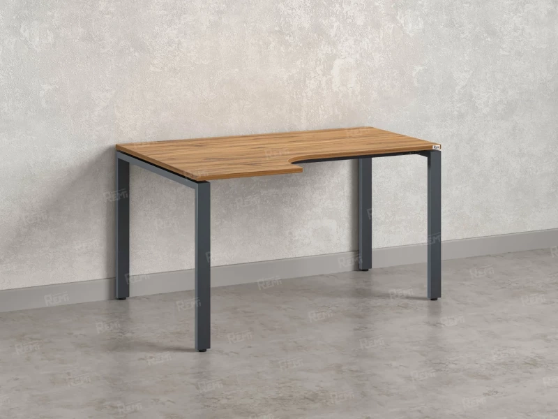 Стол угловой, П-опора, левый 1600x600/900x750, RM053-16x6-9 Дуб Юстус/Серый