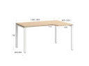 Стол угловой, П-опора, правый 1600x800/1000x750, RM052-16x8-10 Вяз Швейцарский светлый/Белый