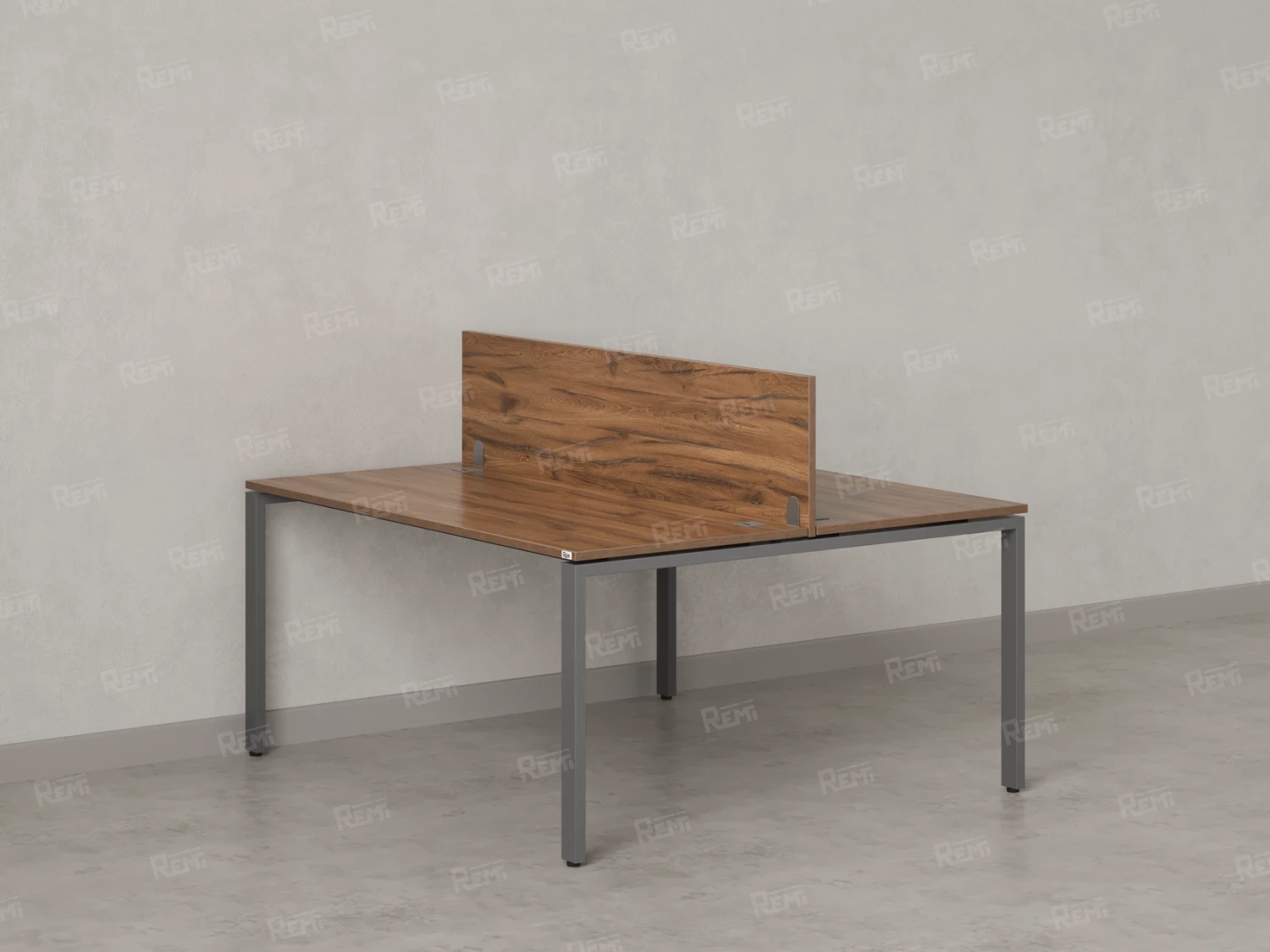 Бенч-система, 2 рабочих места, с одним экраном ЛДСП 1800x1400x750 RM165-2-18x14 Дуб Юстус/Серый