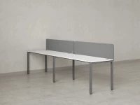 Бенч-система в 1 ряд, 2 рабочих места 2 тканевых экранов 2000x700x750 RM167-3-20x7 Белый/Серый