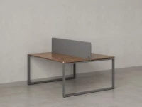 Бенч-система, 2 рабочих места, с одним тканевым экраном 1200x1200x750 RM169-1-12x12 Дуб Юстус/Серый