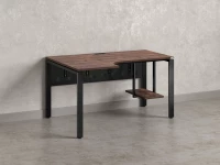 Стол угловой, экран металл, П-опора, левый 1400x900/1200x750, RM059-14x9-12 Дуб Апрельский шоколад/Черный