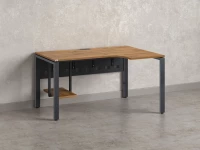 Стол угловой, экран металл, П-опора, правый 1600x600/900x750, RM058-16x6-9 Дуб Юстус/Серый