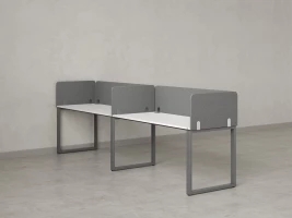 Бенч-система в 1 ряд, 2 рабочих места 5 тканевых экранов 3200x800x750 RM168-1-32x8 Белый/Серый