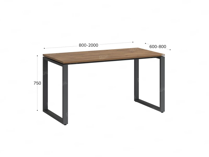 Стол прямой на O-образных опорах 1800x600x750 RM002-18x6 Дуб Юстус/Серый