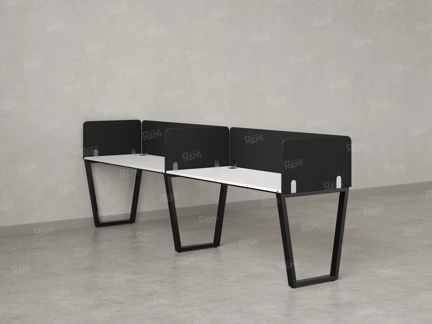 Бенч-система в 1 ряд, 2 рабочих места 5 тканевых экранов 3200x800x750 RM174-1-32x8 Белый/Черный