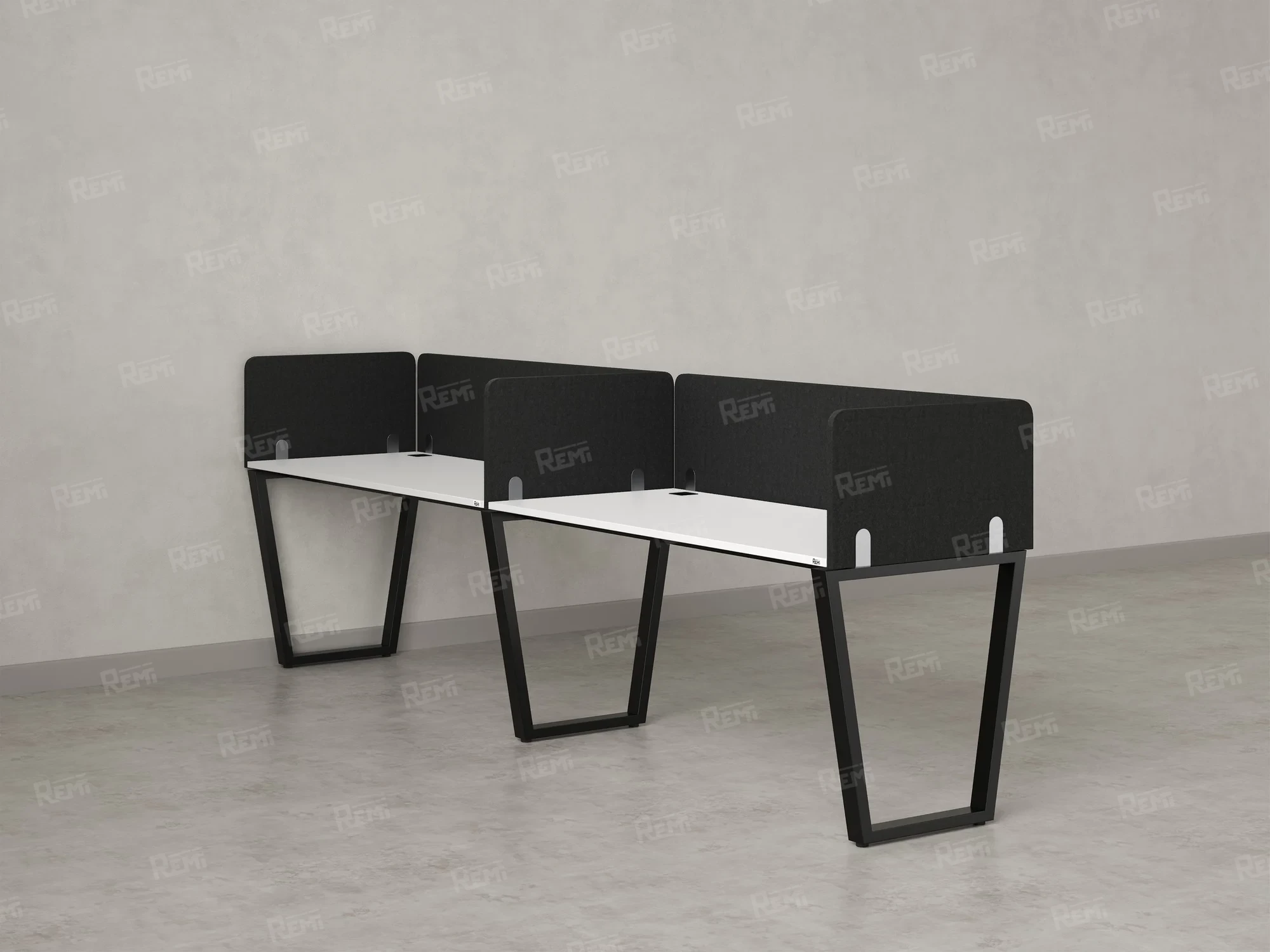 Бенч-система в 1 ряд, 2 рабочих места 5 тканевых экранов 3200x800x750 RM174-1-32x8 Белый/Черный