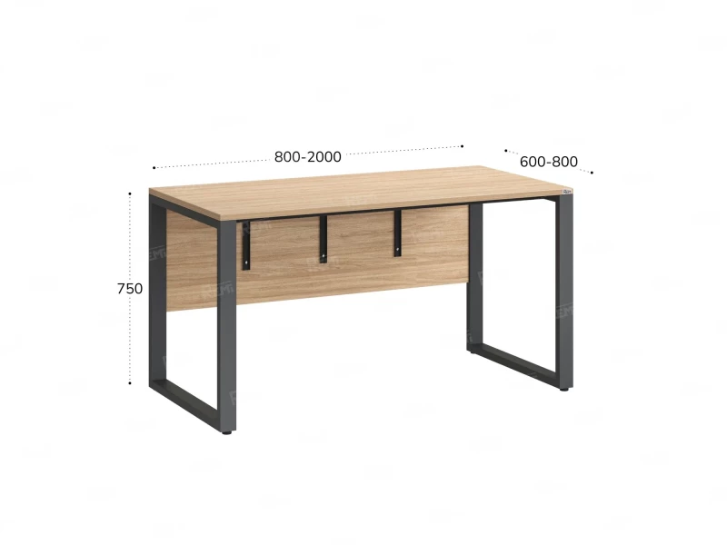 Стол прямой на О-образных опорах, экран ЛДСП 1200x600x750 RM006-12x6 Вяз Швейцарский светлый/Серый