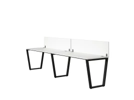 Бенч-система в 1 ряд, 2 рабочих места 2 ЛДСП экранов 2700x600x750 RM174-4-27x6 Белый/Черный