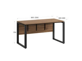 Стол прямой, О-опоры, экран ЛДСП,парящая стол-ца 1200x800x750 RM008-12x8 Дуб Юстус/Черный