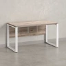 Стол прямой, О-опоры, экран ЛДСП,парящая стол-ца 1800x600x750 RM008-18x6 Дуб Маувелла/Белый