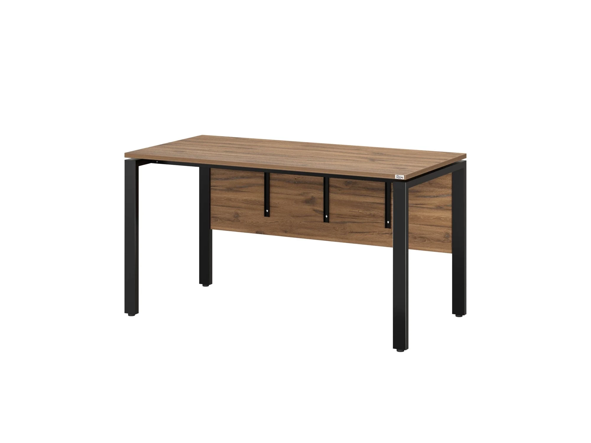 Стол прямой, П-опоры, экран ЛДСП,парящая стол-ца 1200x700x750 RM007-12x7 Дуб Юстус/Черный