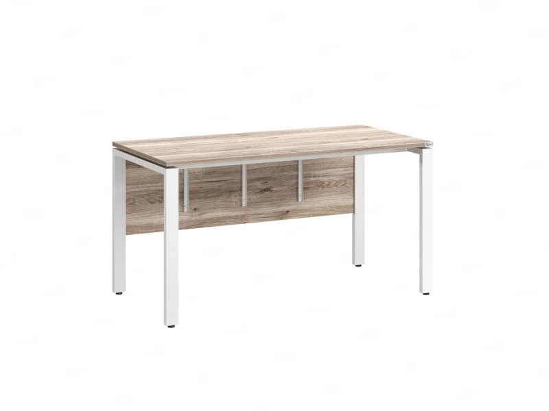 Стол прямой, П-опоры, экран ЛДСП,парящая стол-ца 1600x800x750 RM007-16x8 Дуб Маувелла/Белый