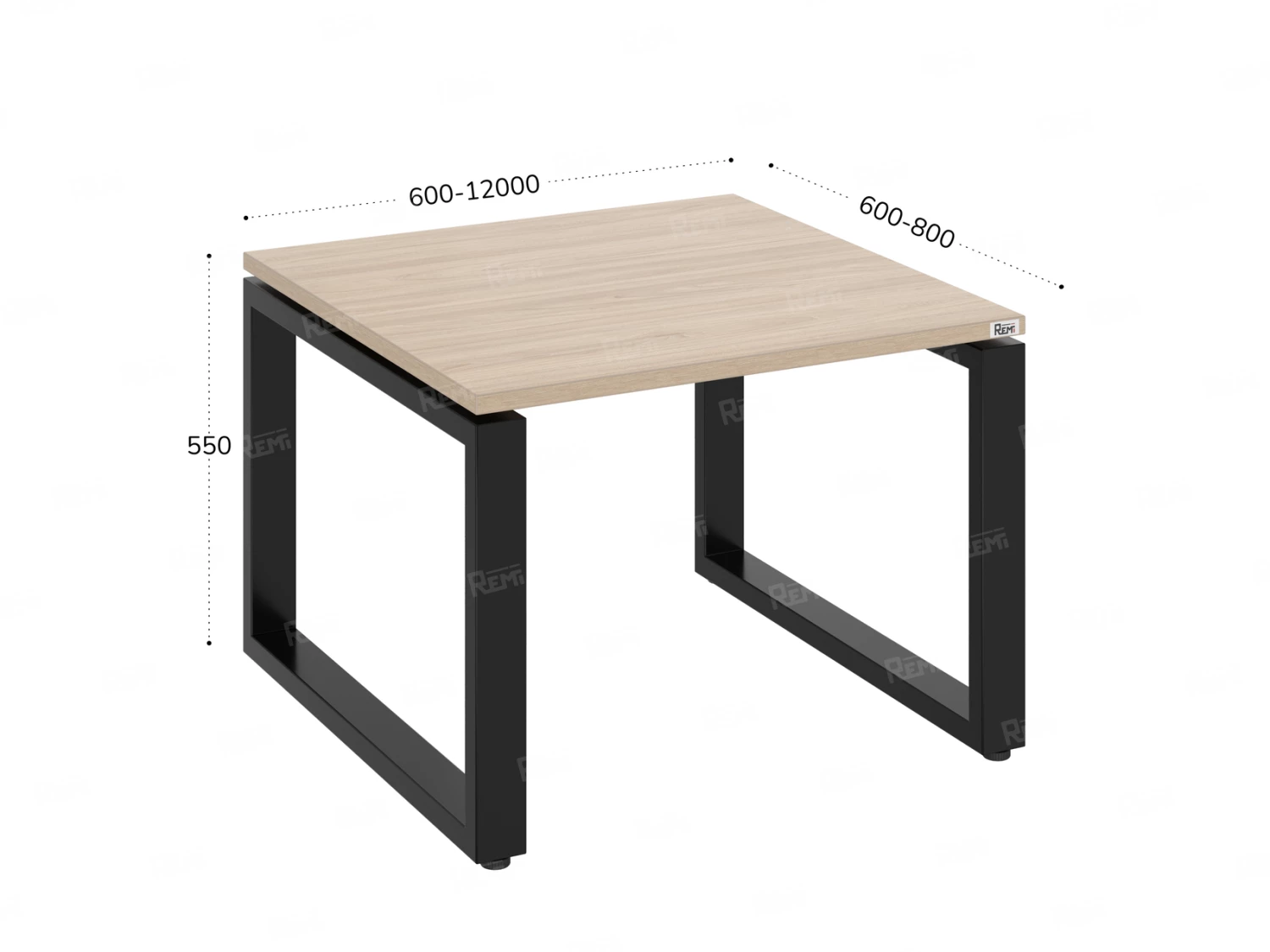 Журнальный стол с полкой 600x600x550 RM182-6x6 Вяз Швейцарский светлый/Черный
