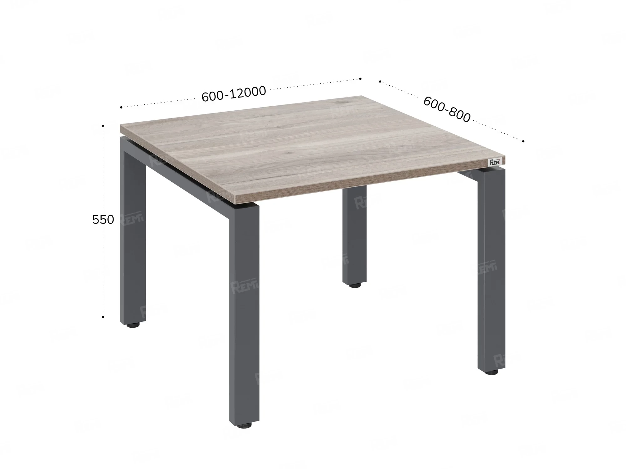 Журнальный стол с полкой 700x700x550 RM183-7x7 Дуб Маувелла/Серый