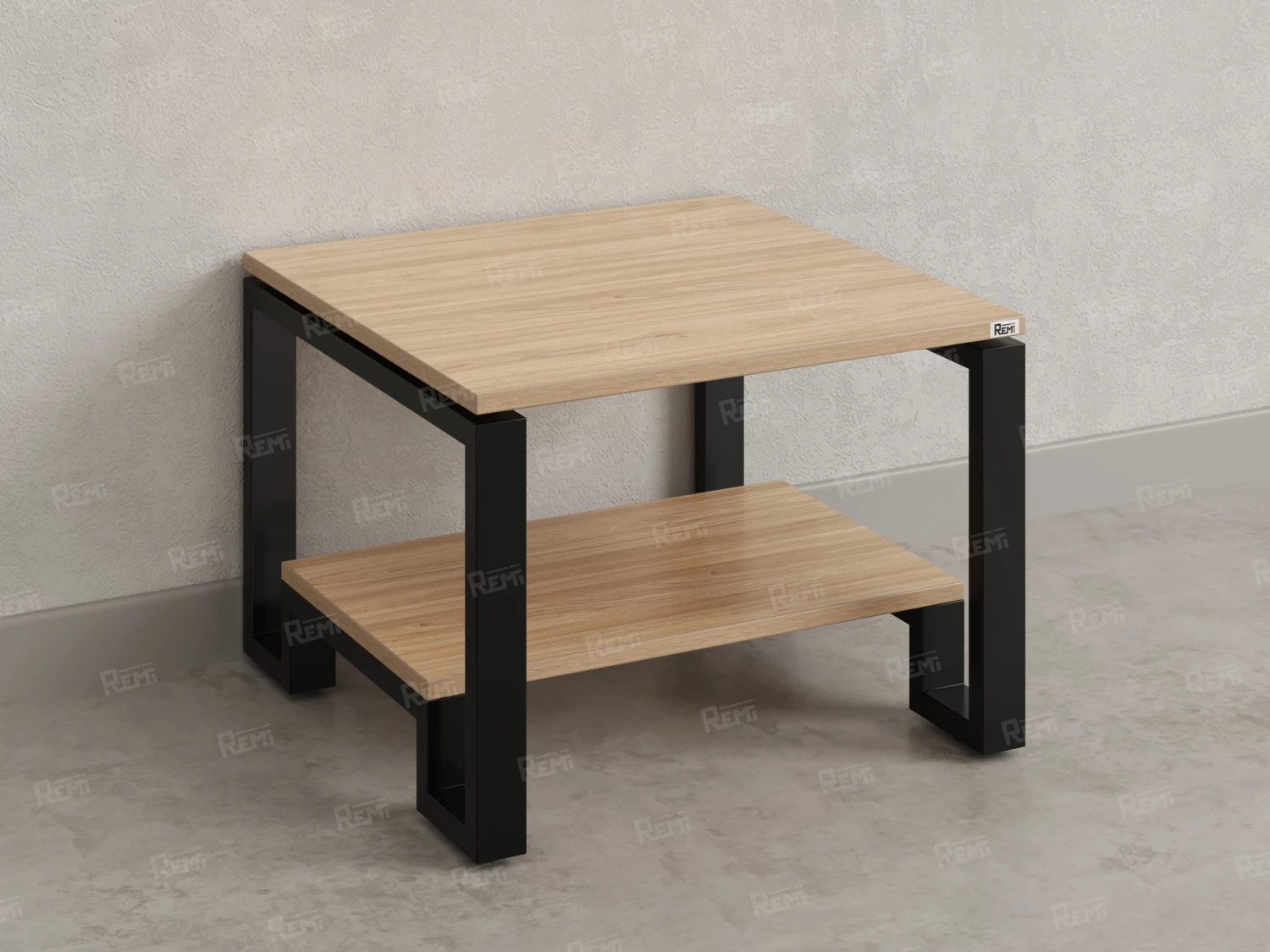 Журнальный стол с полкой 800x700x550 RM181-8x7 Вяз Швейцарский светлый/Черный